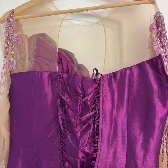 Elegant Purple Gown with Silver Embellishments